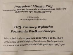 103. rocznica wybuchu Powstania Wielkopolskiego